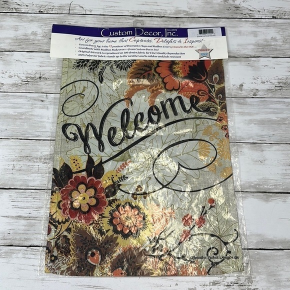 OUTDOOR FLORAL WELCOME FLAG 12x18 NIP - Picture 2 of 7